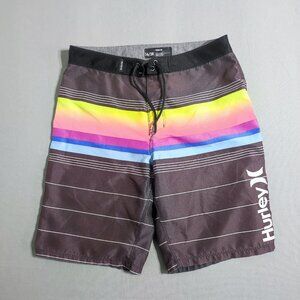 Hurley board shorts men youth size 16/28 brown base and multi-colour